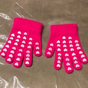 Hot Pink Heart Angora Gloves